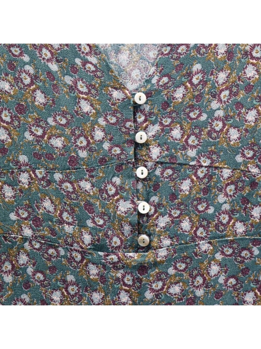 Free People Provence Floral Puff Sleeve Dress S - Picture 6 of 12